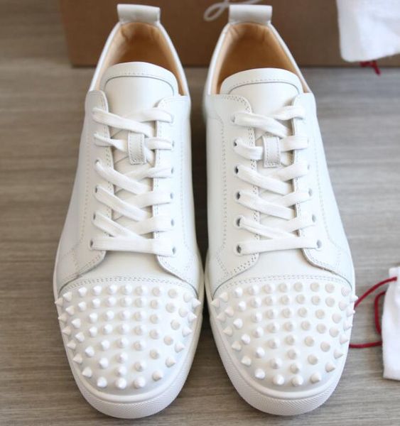 

оптовая италия топ дизайн париж красные подошвы кроссовки белый черный натуральная кожа toe шипы младшие кроссовки обувь мода низкий вырез, Black