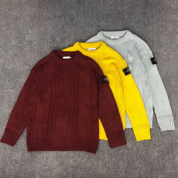 

19fw stones sweater lazy wind loose pullover sweater island fashion crew neck sweater street tide brand sweaters wild simple couple clothes, White;black