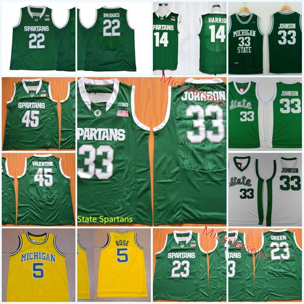 

men ncaa michigan state spartans miles bridges basketball jersey jalen rose gary harris draymond green denzel valentine magic johnson jersey, Black;red