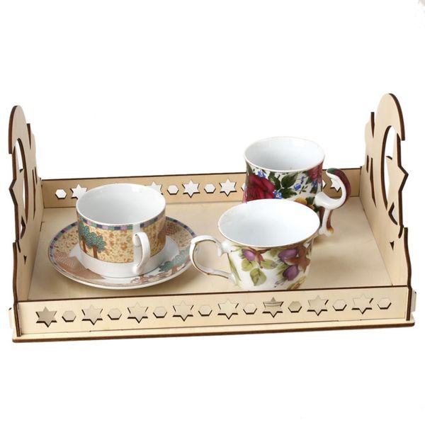 

wooden eid mubarak table decoration dessert tray tray durable household simple table decoration