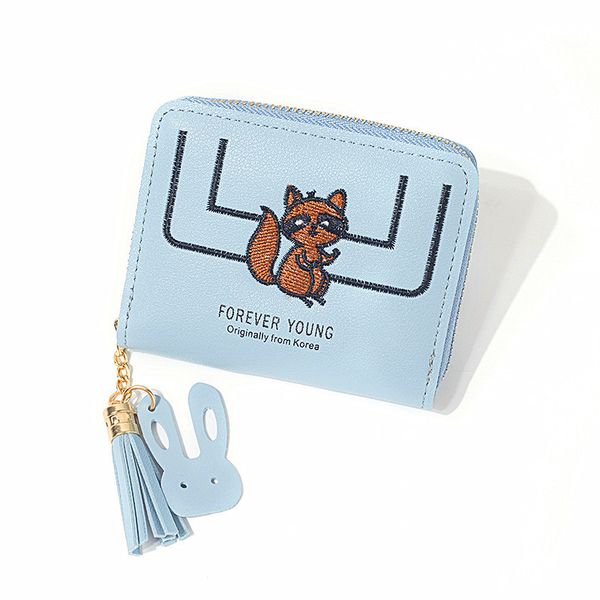 

women's wallet lovely cartoon animals short leather female small coin purse hasp zipper purse card holder for girls, Red;black