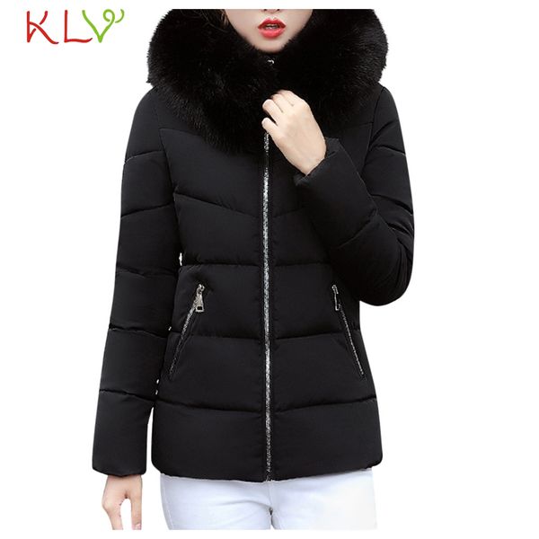 

women jacket cotton fur hooded slim coat womens winter jackets and coats casual warm outwear clothes plus size parka mujer 19oct, Black