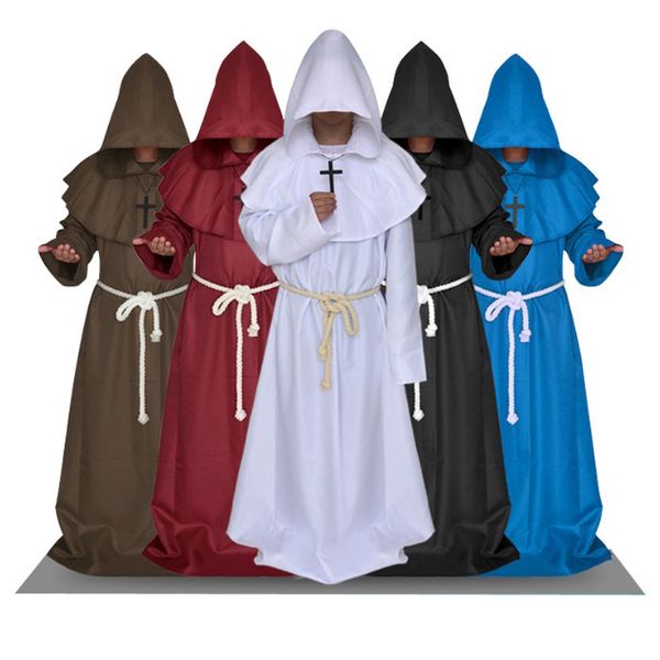 

men designer costumes 2019 halloween costumes medieval monks robes priests christian churches clothing mens priest costume, Black;red