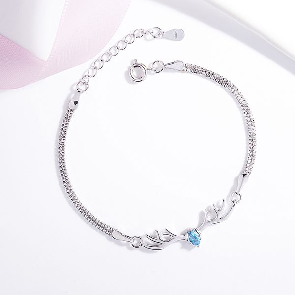 

корейская версия простых моды ювелирных изделий нового мори-style литературного elk браслет женского синего кристалл алмаз рог браслет, Black