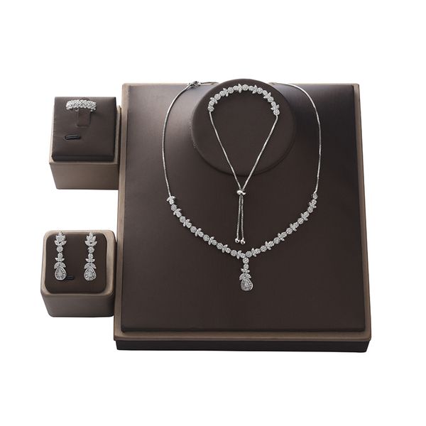 

choker jewelry set hadiyana zircon women wedding party necklace earrings ring and bracelet set cny0086 bisuteria, Silver
