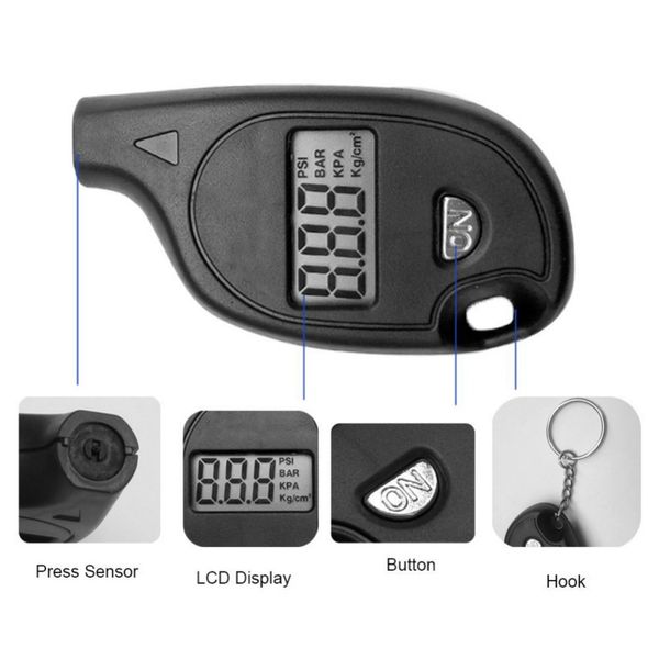 

professional universal accurate digital tire tyre air pressure gauge tester keychain for car truck bicycle 3-150psi