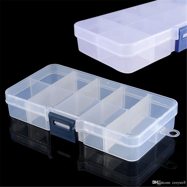

10 grids plastic empty box nail art container tips rhinestone gems crystal jewelry beads accessories detachable storage case