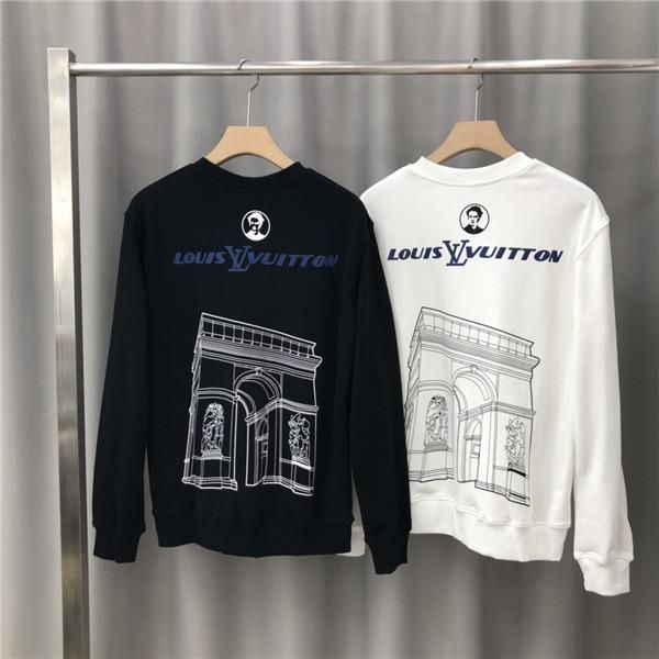 

19aw luxurious paris brand design  hoodie long sleeve crewneck sweater sweatshirt fashion behind print pullover hoodie outdoor v sweatshirt, Gray;blue