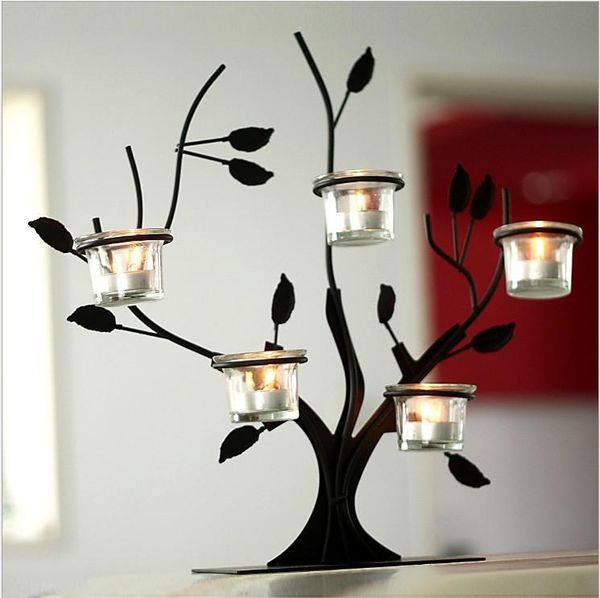 Pastoral Style Tree Branches Iron Candelabra Of European Bar Table
