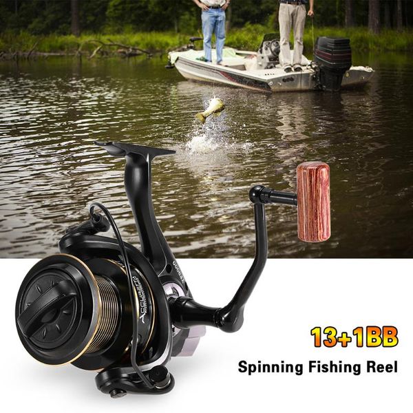 

baitcasting reels 8000-11000 series spinning fishing reel 13bb + 1 ball bearing 3.8:1 15kg max drag metal boat rock wheel