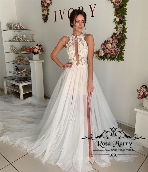 Modest Plus Size Cheap Wedding Dresses 2019 Illusion Vintage Lace