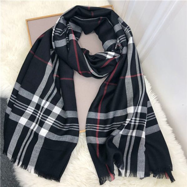 

plaid tassels scarf women 2019 winter new foulard long shawls and wraps thin spring autumn pashmina ladies hijab, Blue;gray