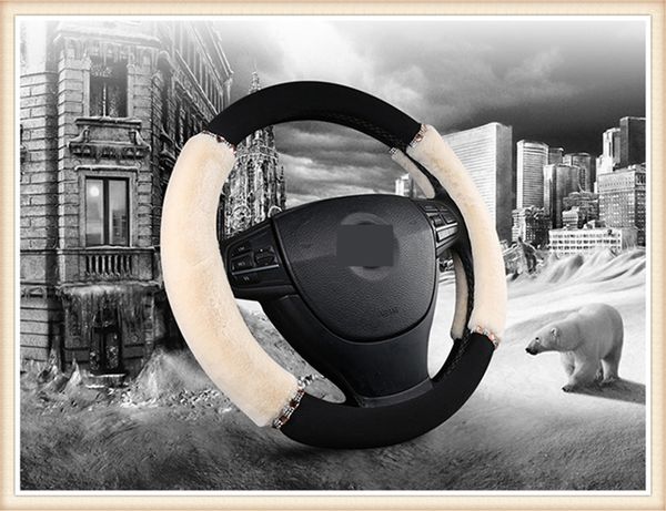 

winter short plush car steering wheel cover universal size 38cm