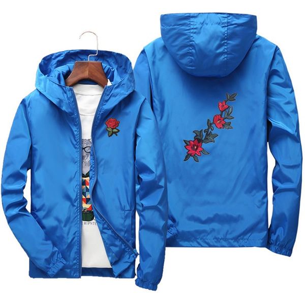 

men's jackets rose embroidery men women windproof polyester jacket coat hip hop casual family clothing plus size 6xl 7xl, Black;brown