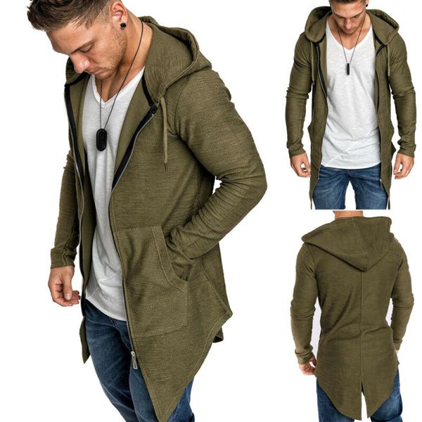 

men's autumn winter warm thin jackets cardigans long sleeve hooded coats zip up sports hoodie jackets overwear, Black