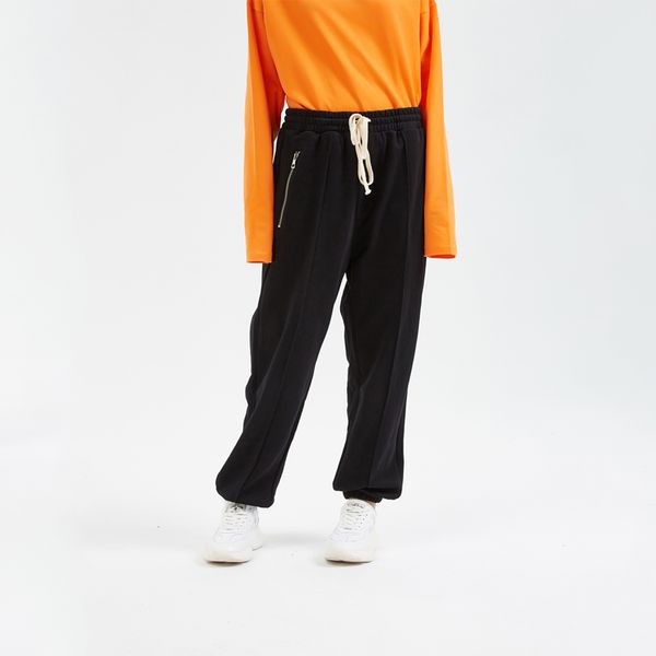 

europe and america high street style old retro solid color terry cloth harness pants trousers wild draped cotton trousers, Black