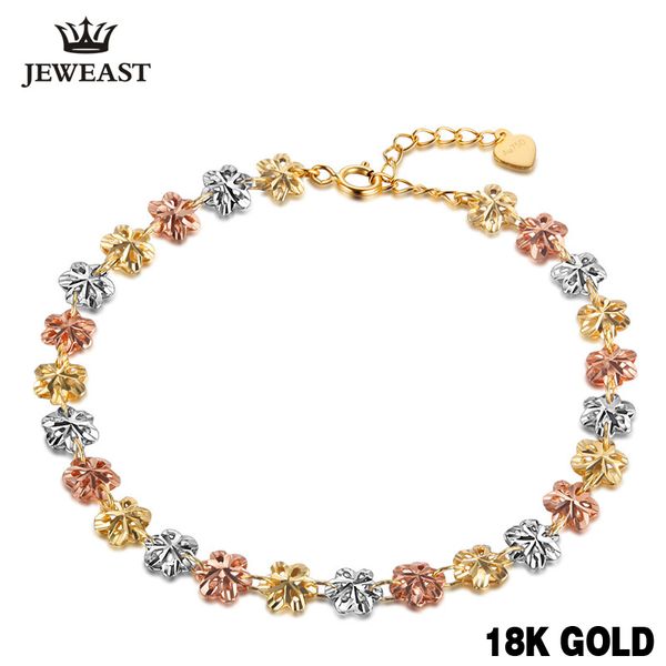 

18k pure gold bracelet 750 bangle rose fashion cherry classic women girl selling party chain & link bracelets multi-tone, Golden;silver