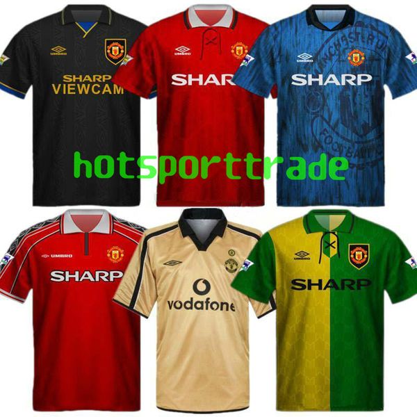 

Retro backham cantona ronaldo occer jer ey man futbol cla ic football cami eta vintage hirt united kit maillot utd maglia top, Black;yellow