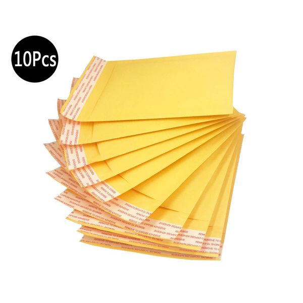 

delvtch 10pcs mailing bags window envelopes bag moistureproof kraft paper seal yellow stationary paper envelopes