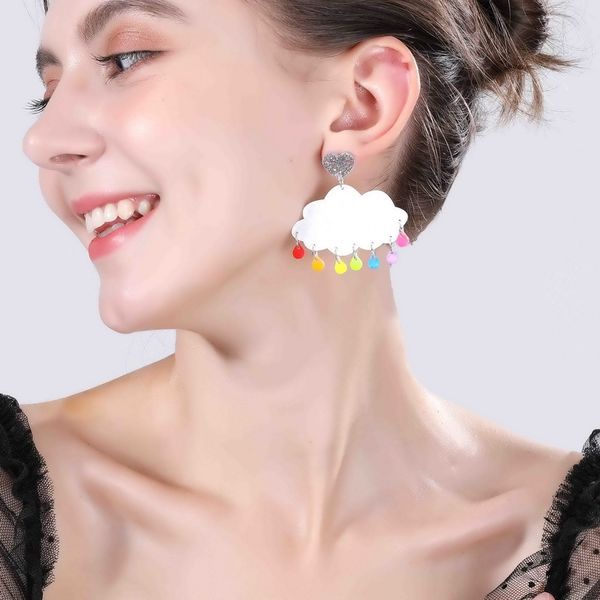 

creative design women earrings women jewelry easy to match fashion drop earrings for girl 2019 acrylic trendy, Silver
