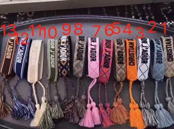 

New cotton woven letter embroidery ta el bangle lace up bracelet adju table fe tival bracelet brand de igner jewelry