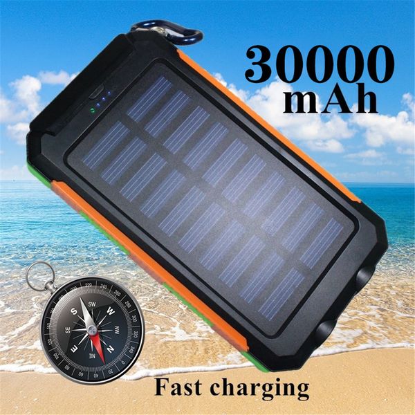 

solor power bank 30000mah powerbank external battery portable fast charger for all smartphone charger bank waterproof