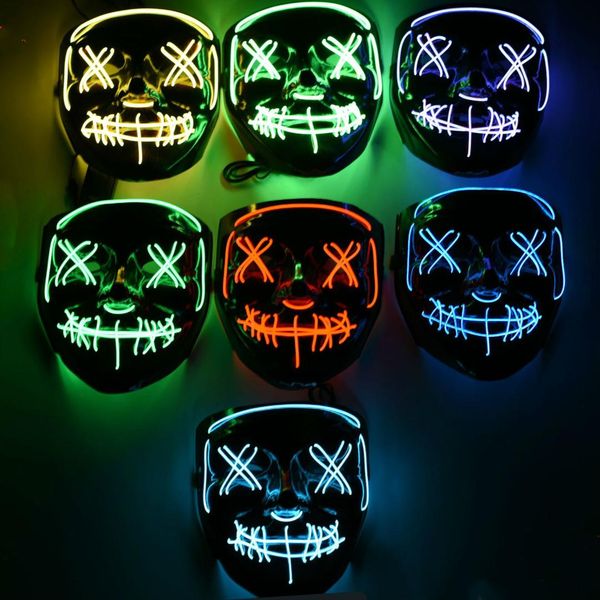 

halloween scary mask led maske light up party neon maska cosplay mascara horror mascarillas glow in dark masque v for vendetta
