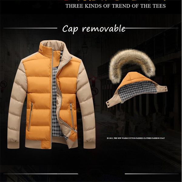 

new 2018 winter jacket men warm down jacket casual parka men padded winter patchwork jackets casual handsome cotton clothing, Black