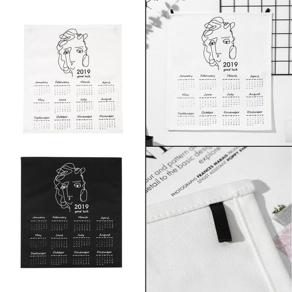 

2019 new year simple calendar innovative cloth english wall calendar hanging tablecloth