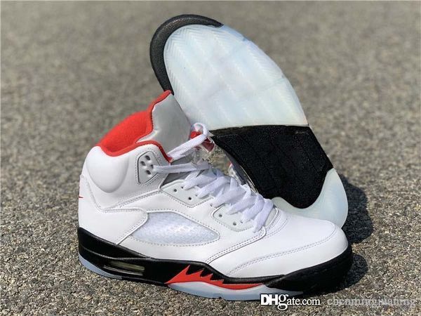 

новые воздушные аутентичные 5 огонь красный ретро баскетбольной обуви белый черный 3m reflective the last dance men спорт кроссовки da1911-1