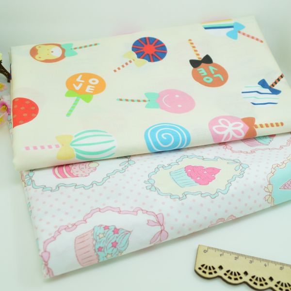 

100*160cm cup cake lollipop cotton fabric patchwork tissue cloth of handmade diy quilting sewing baby sheets dress handkerchief, Red;brown
