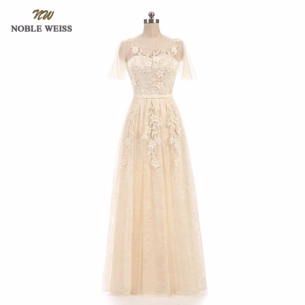 

noble weiss champagne prom dress customized fashion o-neck a-line floor-length appliques party gown dresses, White;black