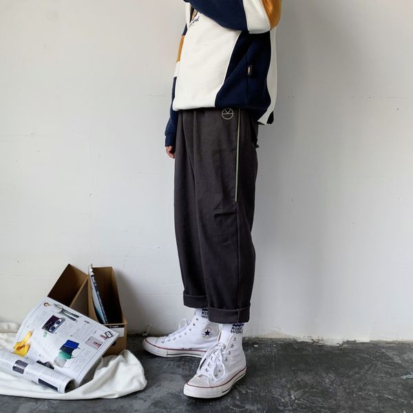 

2019 spring and summer new korean version of the trend of simple couple casual cotton straight pants joggers streetwear hip hop, Black