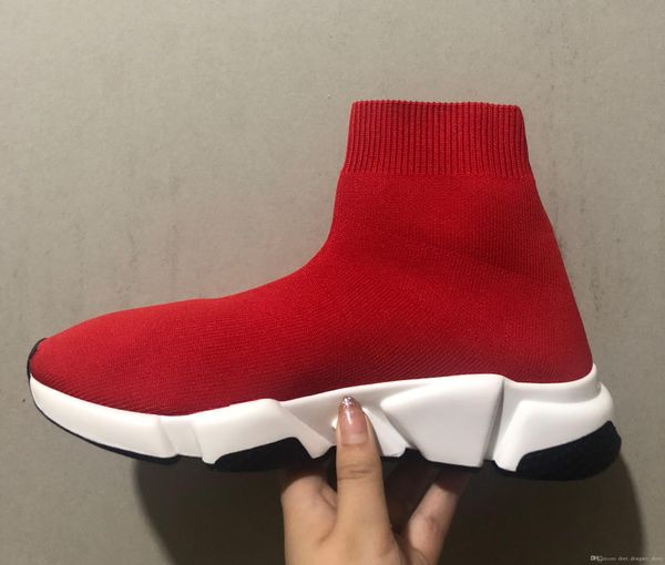 

fashion designer shoes man women speed knit socks sneakers textured sole red casual shoes, Black