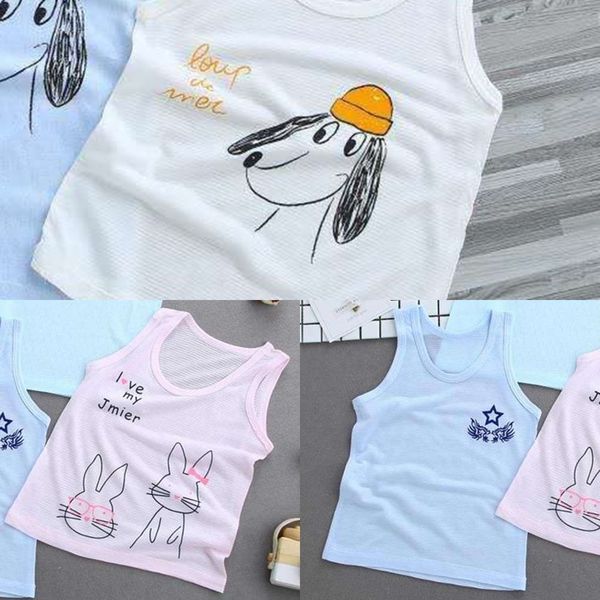 

boy's vest children's clothing girl's baby pure cotton summer girl's baby's baby's sleeveless belly protection, Blue