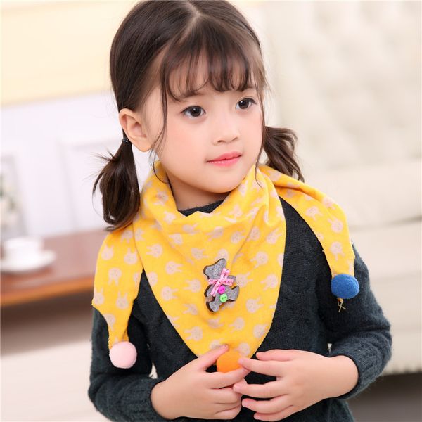 

children's baby bib scarves autumn winter cotton triangle scarf boys girls cartoon cute neck scarves neckerchief kids, Red;brown
