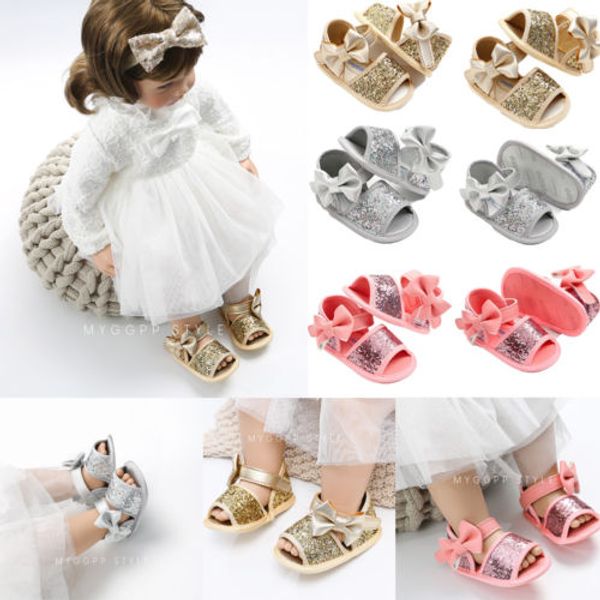 

comfortable flat non slip bowknot newborn baby kid girl pu leather princess sandals soft crib shoes toddler prewalker, Black;red