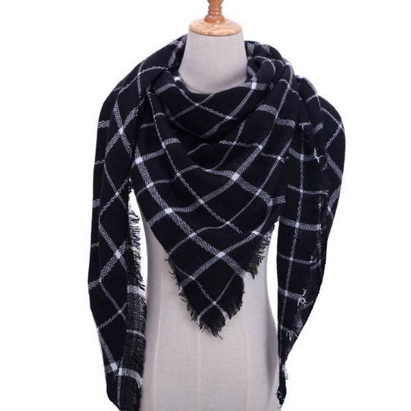 

designer winter women scarf plaid warm cashmere scarves shawls female luxury brand pashmina scarf lady blanket wraps 2020, Blue;gray