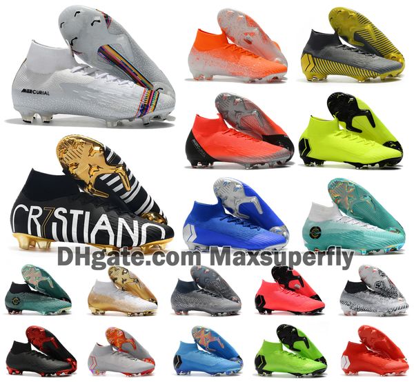 

mens mercurial superfly vi 360 elite fg 6 vii 7 cr7 ronaldo neymar women boys high soccer shoes football boots cleats size us 3-11