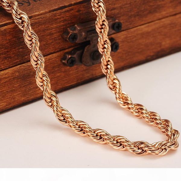 

5mm rich men's women's 18k rose solid gold gf thick neck necklace fine rope chain 23.6" or 19.6" select, Silver