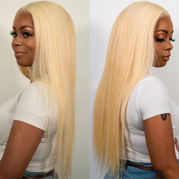

transparent lace wigs 13x6 blonde lace front human hair wigs pre plucked with baby hair 613 lace front wig long hair, Black