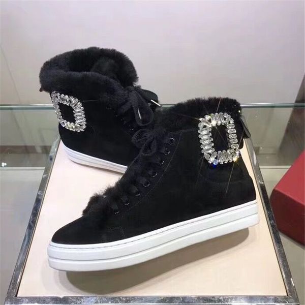 

boots women's scape donna wool chaissures femme flats shoes dome women's shoes crystal boots laces, Black