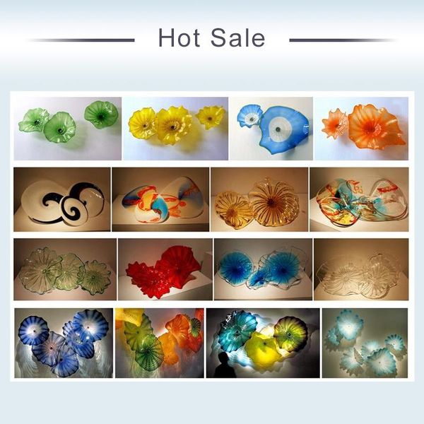 

unique lighting blue abstract wall lamp hand blown glass decorative plates hanging art for living room