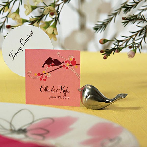 

silver metal love bird wedding place card holder party favors p holder with matching place card