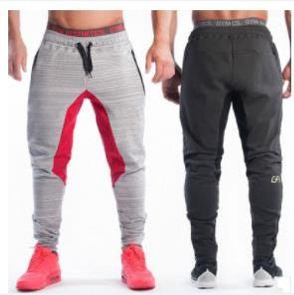 

designer gym workout trousers brand male bodybuilding pants fitness quick drying pants fashion breathable mens sportswear, Black