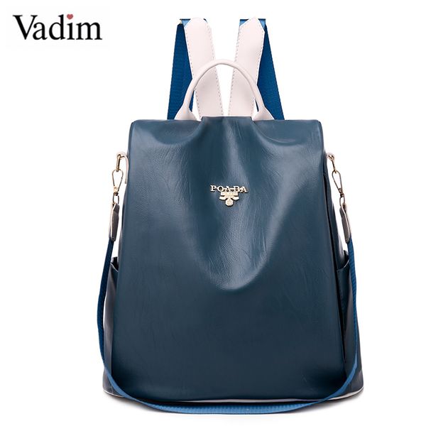 

vadim 2019 pu multifunction bag female backpack anti theft women backpack ladies school bags for teenage girls bookbag sac a dos