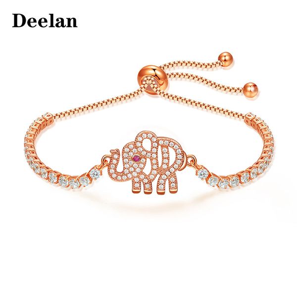 

deelan adjustable charm gold elephant woman bracelets dropshipping cubic zirconia animal bracelst for woman wedding gift jewelry, Black
