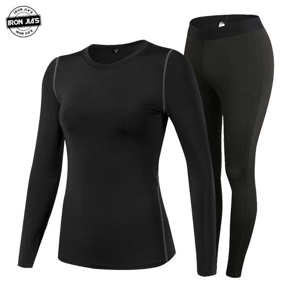 

iron jia's women thermal underwear set winter elastic motorcycle skiing warm long johns shirts & bottom suit