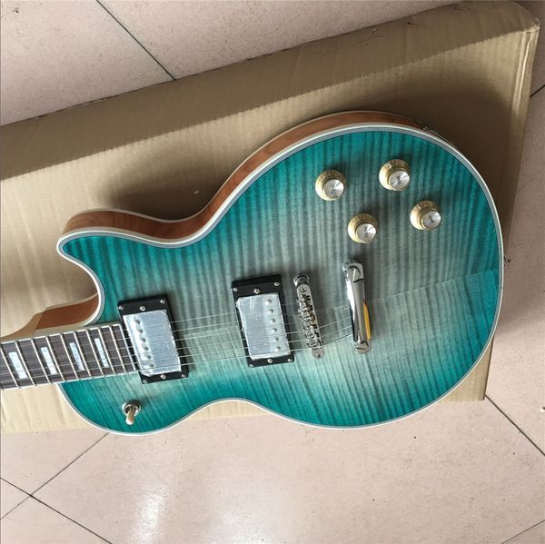 

blue electric guitar and 2 pickups, mahogany rosewood fingerboard electric guitar