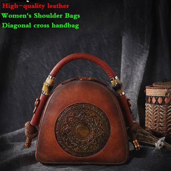 

европейские и американские тенденции взрыва модели кожаные сумки случайные ретро первый слой коровьей кожи женские сумки тиснением тотем одн